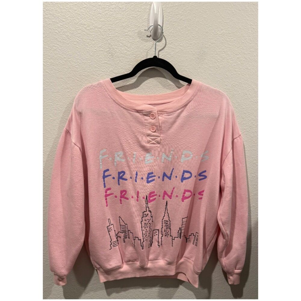 FRIENDS TV Show Girls Pink Buttons Front Sweatshirt